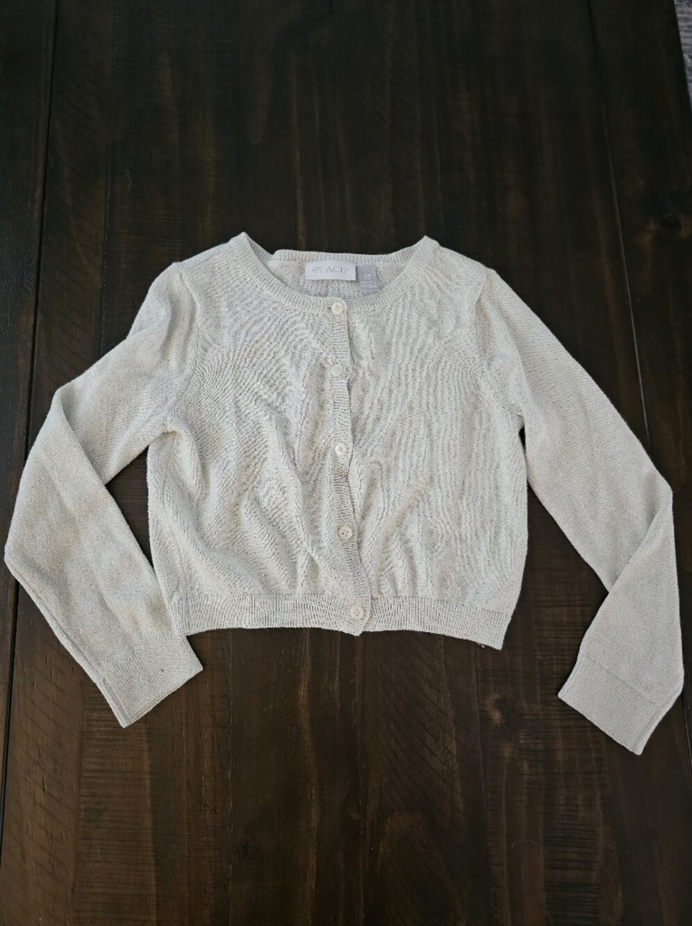 Place Cream Knit Button-Front Cardigan Sweater